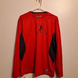 Nike Pro Combat Dri-Fit Fitted Long Sleeve Baseball Shirt With Mesh Sides&Back